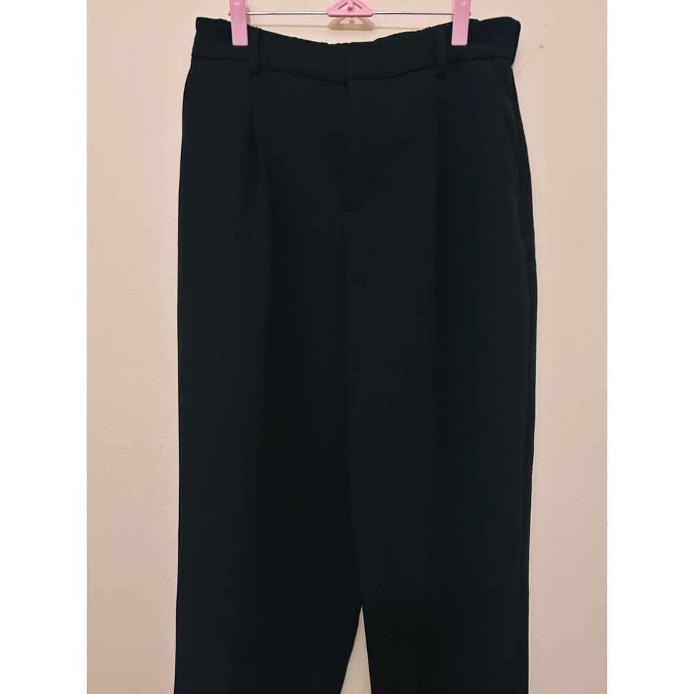 A New Day Pleated Wide Leg Trousers Womens 12 Short Black Excellent High Rise
